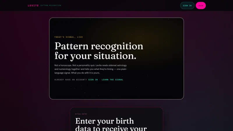Levite.live dashboard — live screenshot